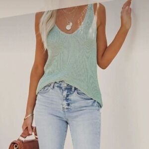 Roxy Womens Sage Green Marled Open Knit Tank Top Sweater Scoop Neck US 12 XL